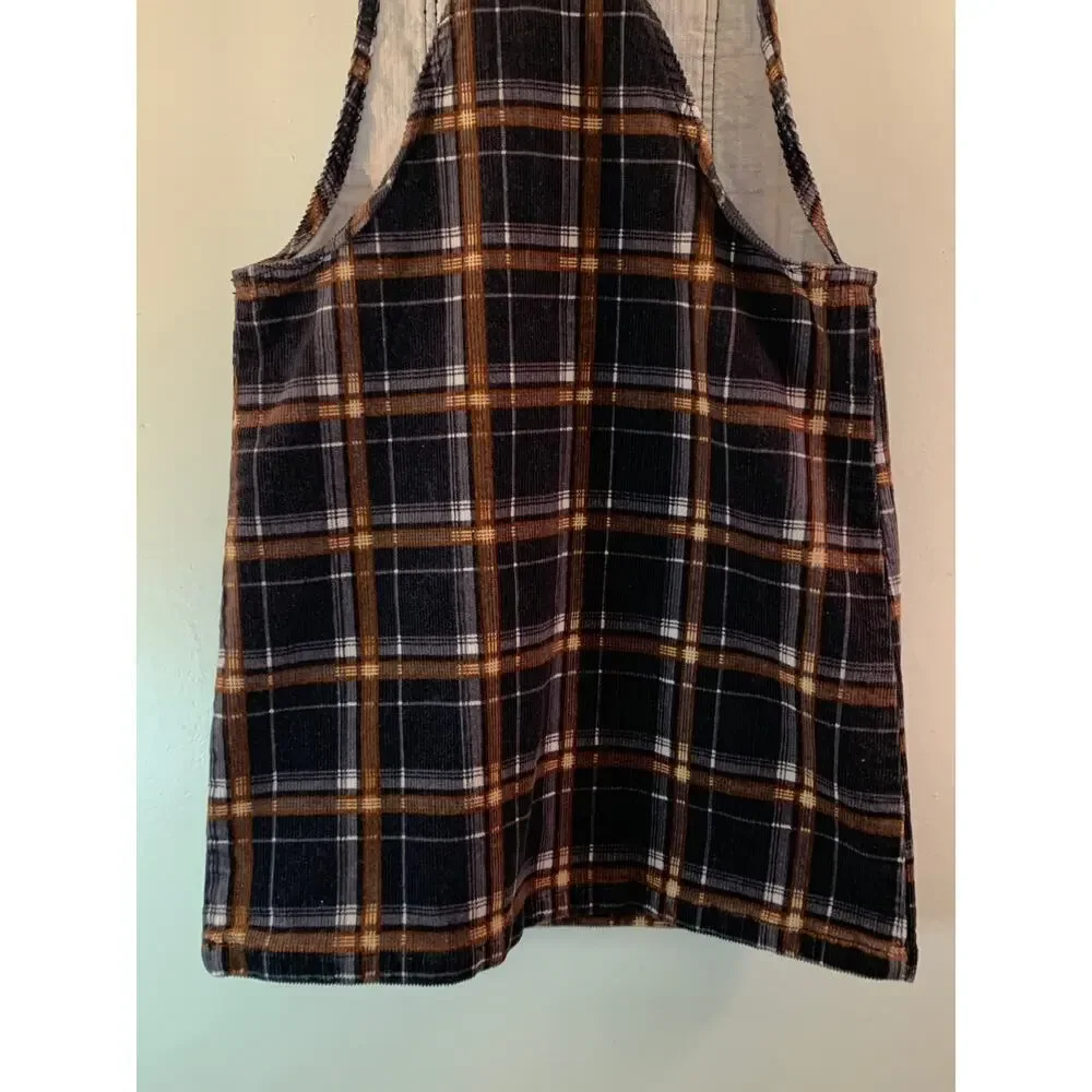 ART CLASS Girl’s Black Plaid Corduroy Overall Dress / Size: Large 10-12